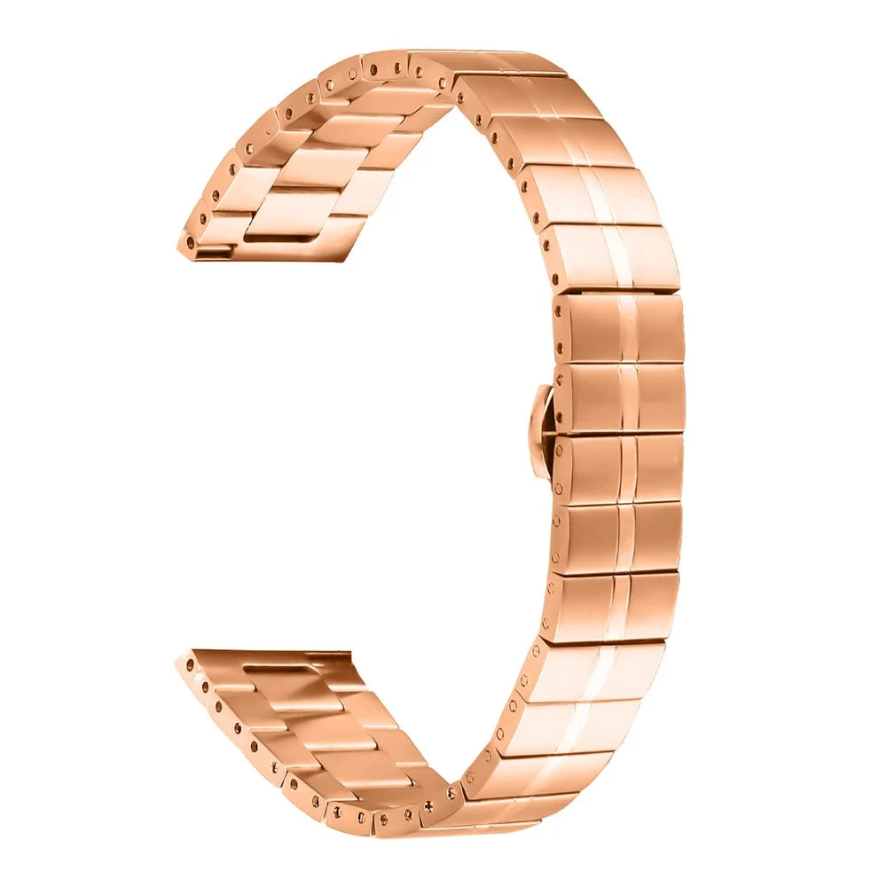 For Garmin Vivomove 3 / GarminMove 3 Stylish Line Design Watch Band Stainless Steel Wrist Strap - Rose Gold - 1