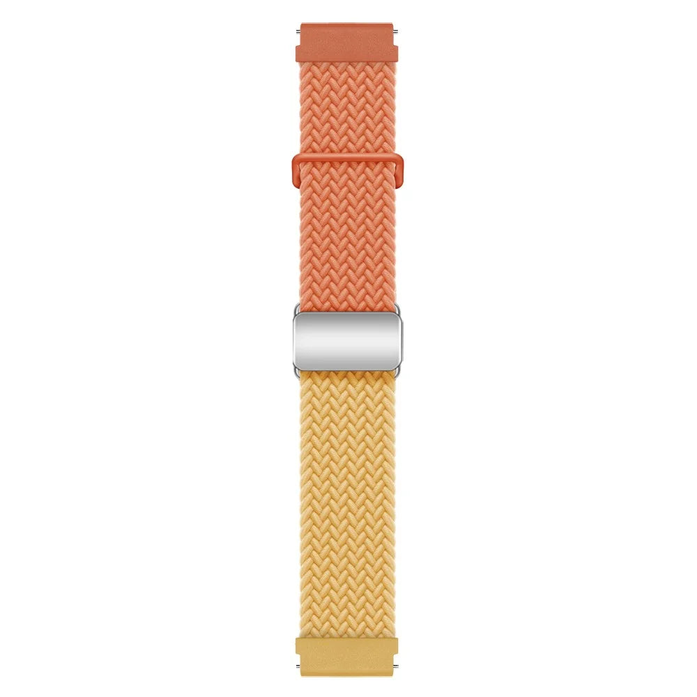 For Huawei Watch GT 3 42mm / GT 3 Pro 43mm Universal 20mm Woven Strap Magnetic Silver Buckle Watch Band - Orange+Yellow - 2