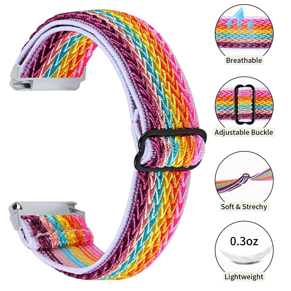 For Garmin Vivomove 3 / GarminMove 3 20mm Elastic Watch Strap Replacement Watchband - Rainbow - 3