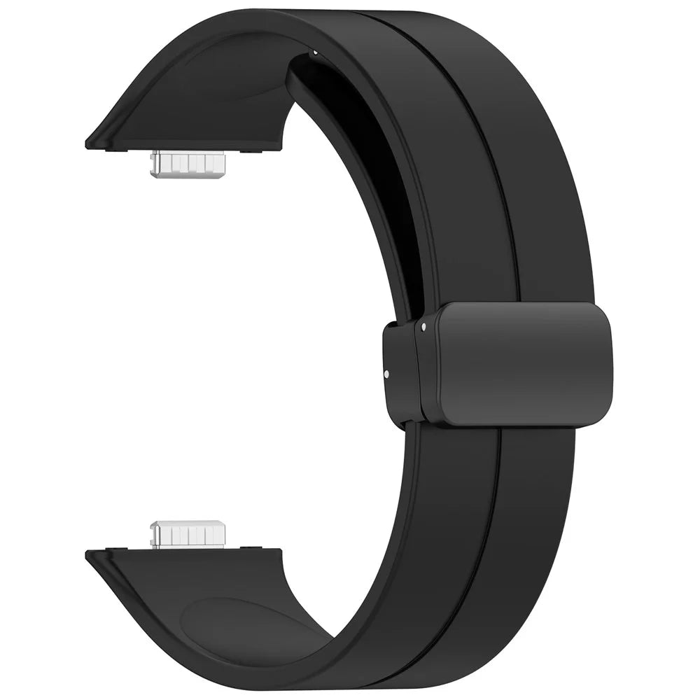 For Huawei Watch Fit 3 Silicone Watch Band Strap with Magnetic Folding Buckle - Black - 2