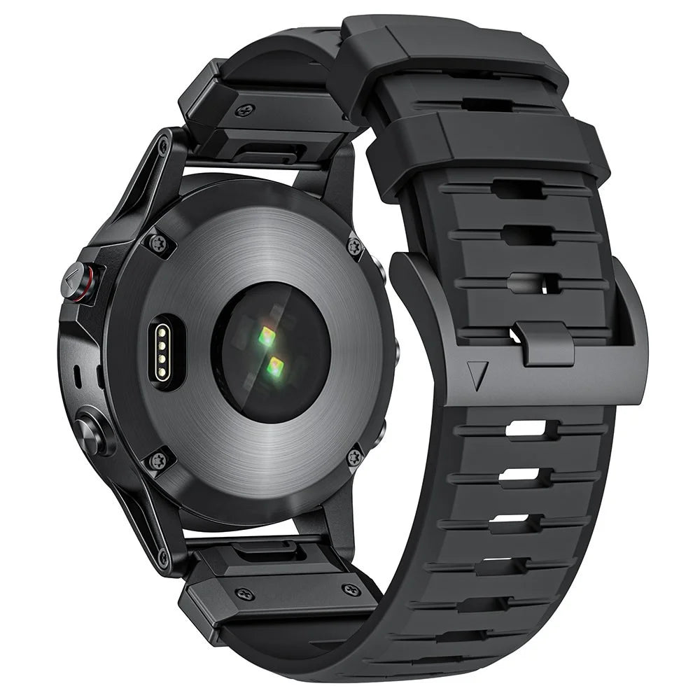 For Garmin Fenix 3 / 5 / 5X / 6X / 7X Replacement Strap 22mm Universal Smart Watch Fluorubber Wrist Band - Black - 1