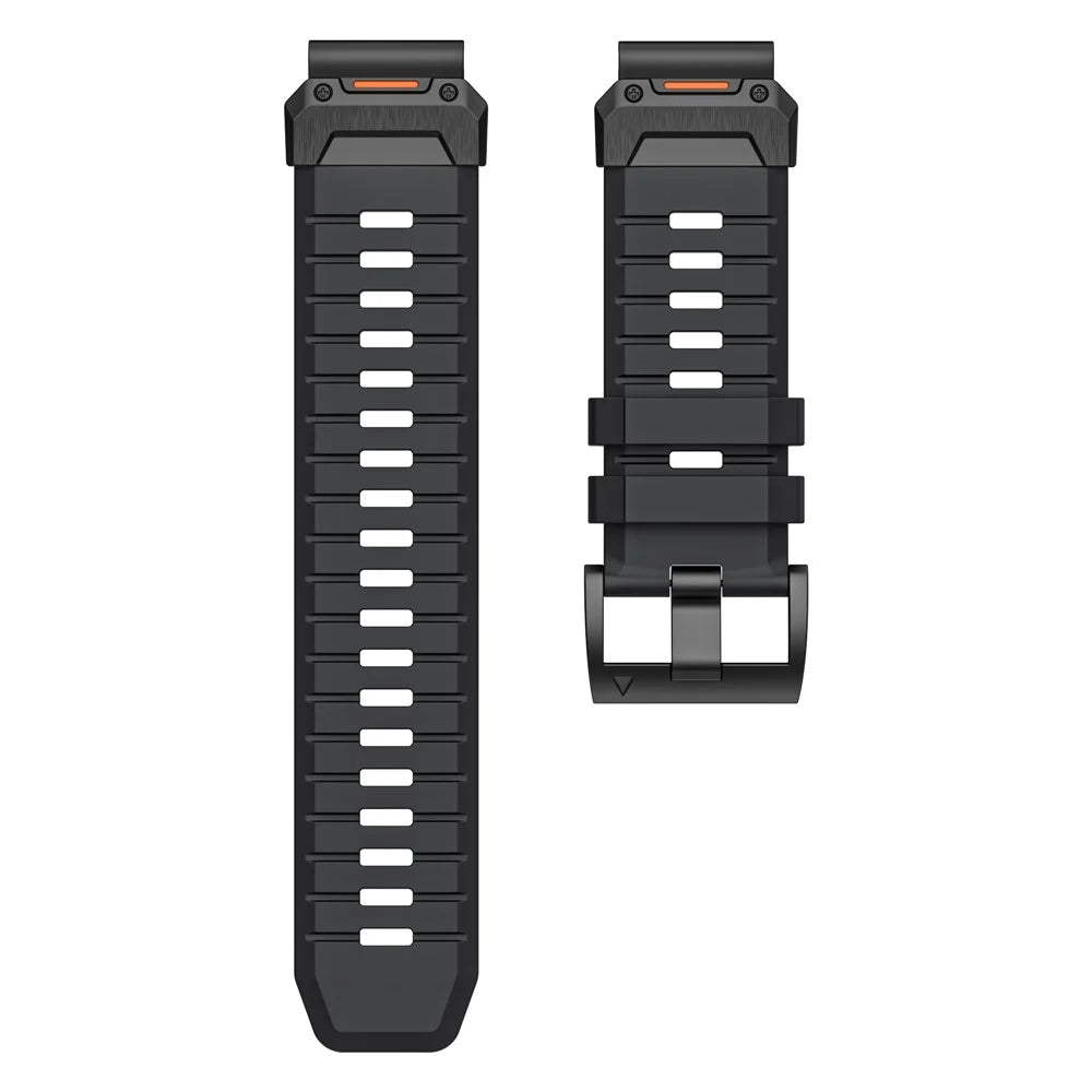 For Garmin Fenix 3 / 5 / 5X / 6X / 7X Replacement Strap 22mm Universal Smart Watch Fluorubber Wrist Band - Black - 3