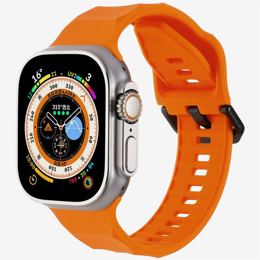 KALEBOL For Apple Watch Series 11 10 42mm / 9 8 7 41mm / SE3 SE2 SE 6 5 4 40mm / 3 2 1 38mm Watch Band Silicone Strap - Orange - 2