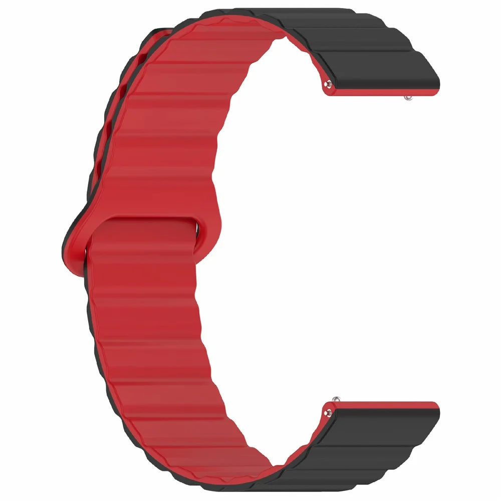 For Garmin Venu 3 Silicone Watch Band Magnetic 22mm Universal Replacement Strap - Black+Red - 1