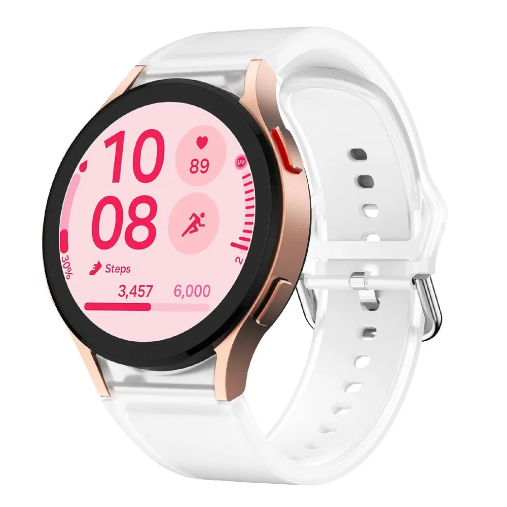 For Samsung Galaxy Watch FE / 7 / 6 / 5 / 4 Transparent Design Watch Band Adjustable Silicone Strap - Transparent White - 2
