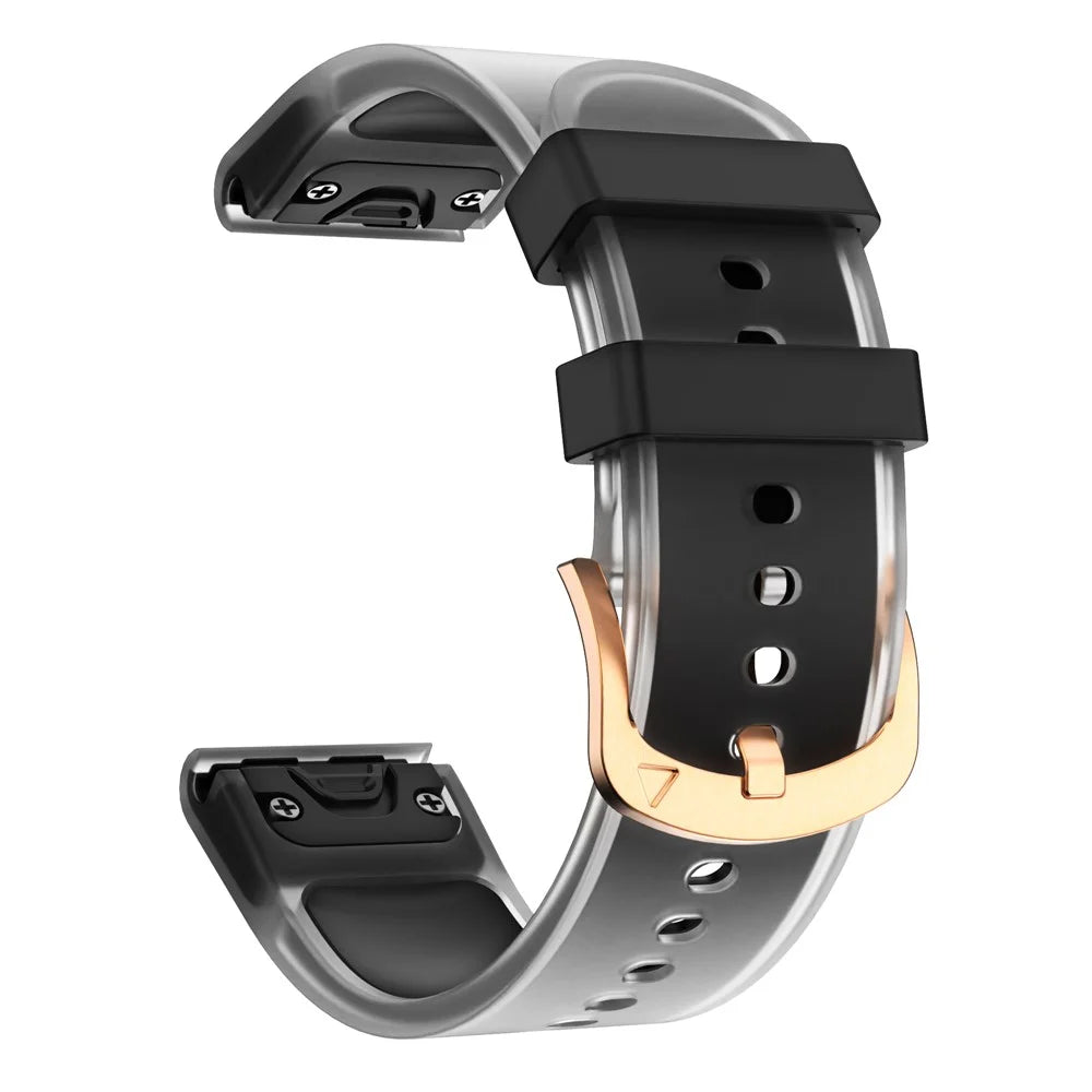 For Garmin Fenix 7S Quickfit 20mm Transparent Design Watch Strap Adjustable Silicone Band - Black - 3