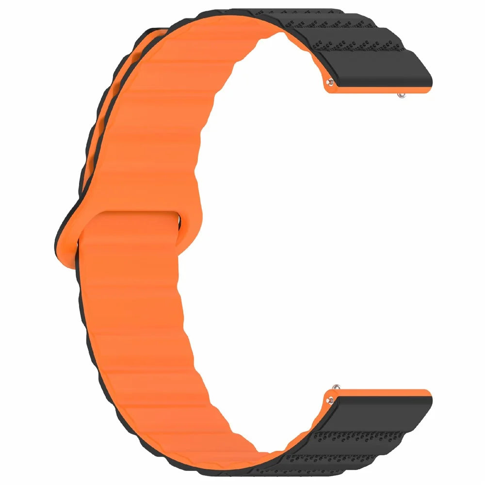 For Huawei Watch 4 / 4 Pro / GT 4 46mm Magnetic Strap 22mm Universal Silicone Watch Band - Black+Orange - 1