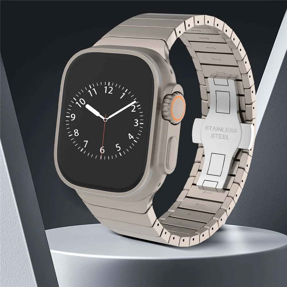 For Apple Watch Ultra 3 2 1 49mm / Series 11 10 46mm / 9 8 7 45mm / SE3 SE2 SE 6 5 4 44mm / 3 2 1 42mm Replacement 1-Bead Alloy Watch Band - Titanium - 7