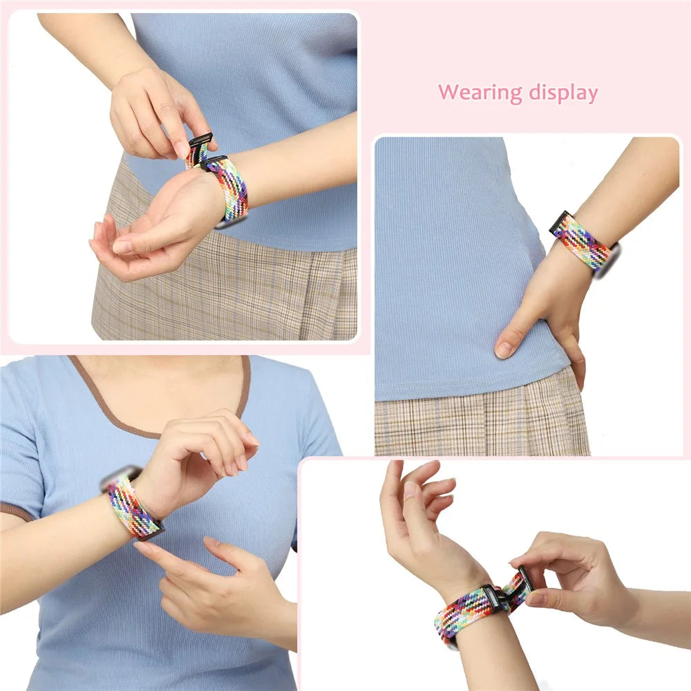 For Samsung Galaxy Watch Ultra2 47mm / Watch Ultra (2025) 47mm / Watch Ultra 47mm Braided Wrist Band Magnetic Folding Buckle Watch Strap - Rainbow - 5