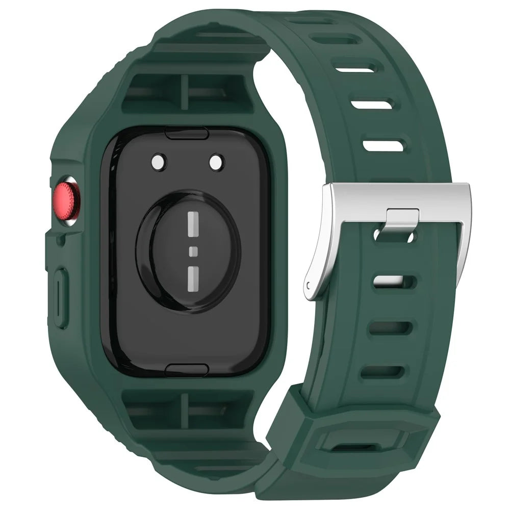 For Huawei Watch Fit 3 Silicone Band Wrist Strap with Watch Case - Midnight Green - 2
