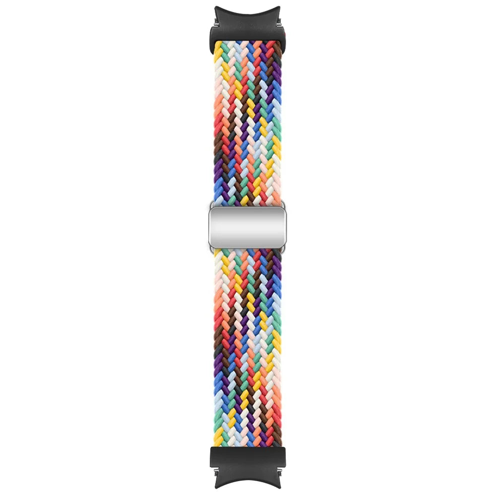 For Samsung Galaxy Watch FE 40mm / Watch7 / 6 / 6 Classic / 5 / 5 Active / 5 Pro / 4 / 4 Classic / 4 Active Braided Watch Band Magnetic Strap - Official Rainbow - 3