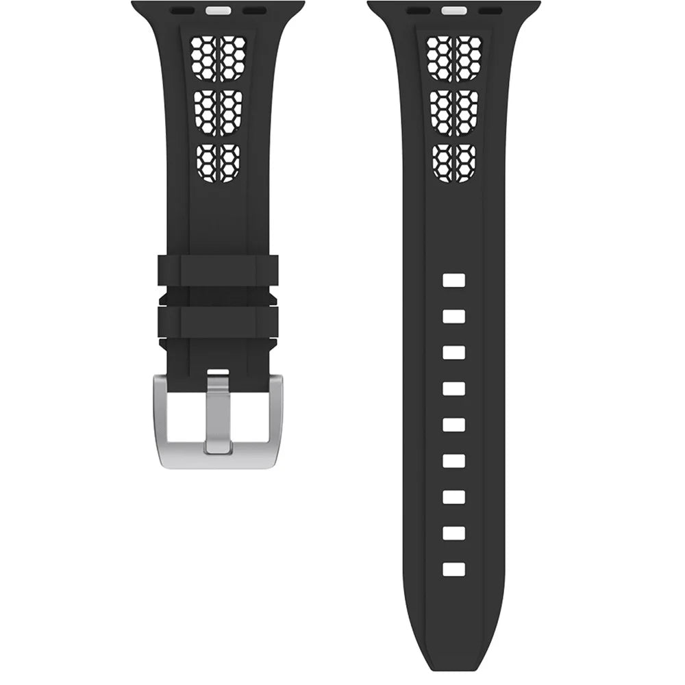 Watch Strap for Apple Watch Ultra 3 2 1 49mm / Series 11 10 46mm / 9 8 7 45mm / SE3 SE2 SE 6 5 4 44mm / 3 2 1 42mm Silicone Band - Black - 3