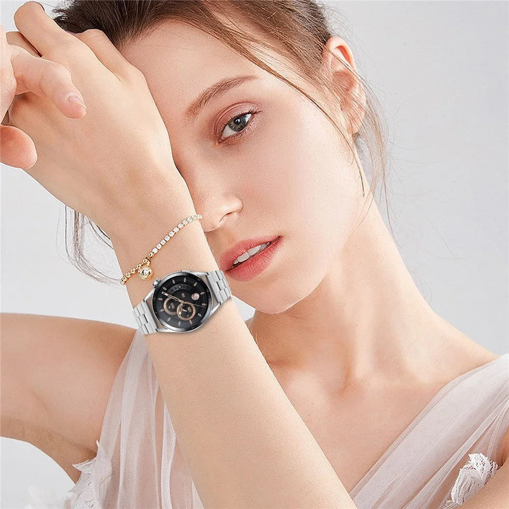 For Fossil Gen 5 Carlyle Fashion Stainless Steel Watch Band Lines Design Replacement Strap - Silver - 5