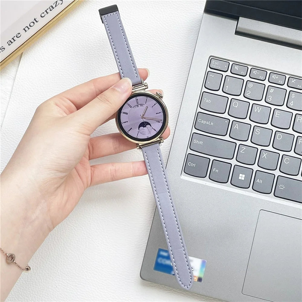For Samsung Galaxy Watch7 / Watch FE / Watch6 / Watch 5 / Watch4 Universal 20mm Magnetic Buckle Slim Microfiber Leather Watch Strap - Purple - 3