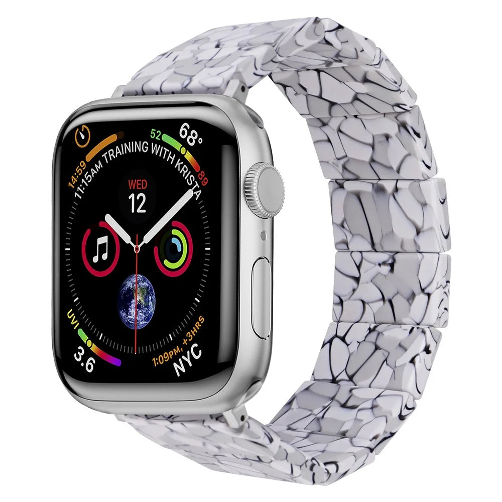 For Apple Watch Series 11 10 42mm / 9 8 7 41mm / SE3 SE2 SE 6 5 4 40mm / 3 2 1 38mm Resin Blocks Strap - Crack - 2