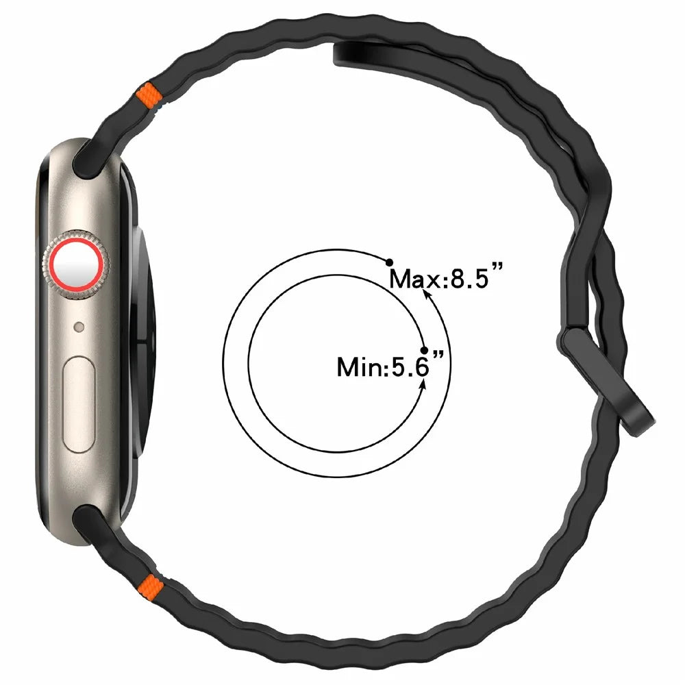 Silicone Strap for Apple Watch Series 11 10 42mm / 9 8 7 41mm / SE3 SE2 SE 6 5 4 40mm / 3 2 1 38mm Band - Black - 7