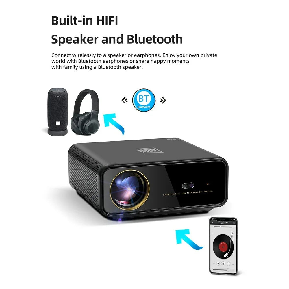AUN U001 1080P 4K Projector Android 11 2+16GB Projector 3D LED Home Theater Support Zoom - US Plug - 4