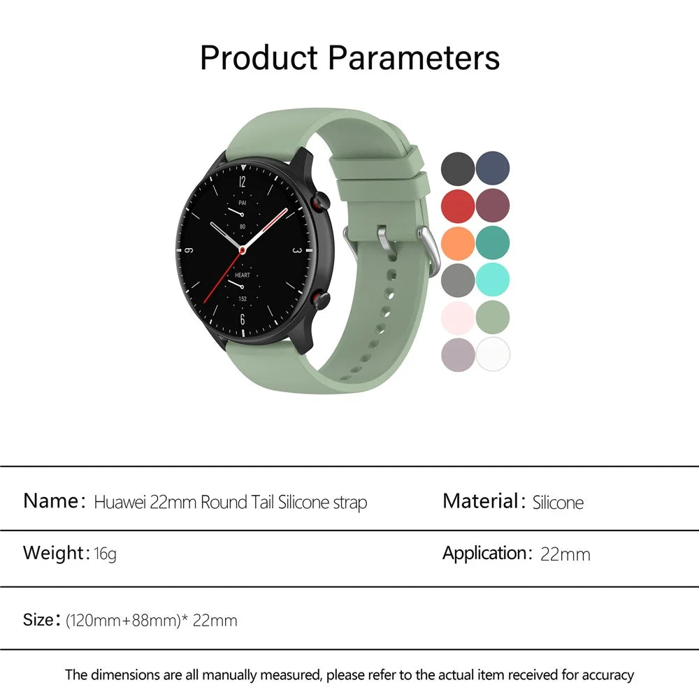 KALEBOL 22mm Silicone Strap for Huawei Watch 4 / 4 Pro / GT 4 46mm Round End Watch Band - Icy Lake Green - 6
