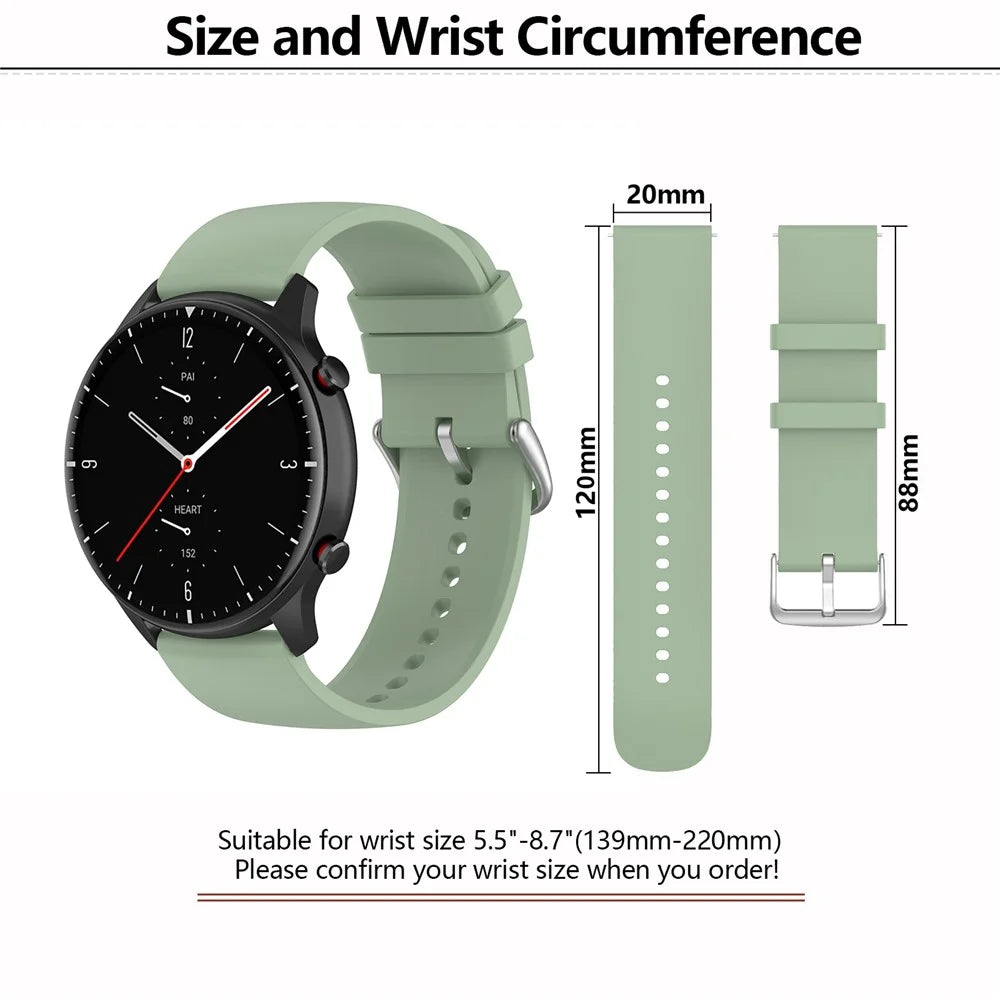 KALEBOL 20mm Silicone Strap for Huawei Watch GT 3 42mm / GT 3 Pro 43mm Round End Watch Band - Icy Lake Green - 5