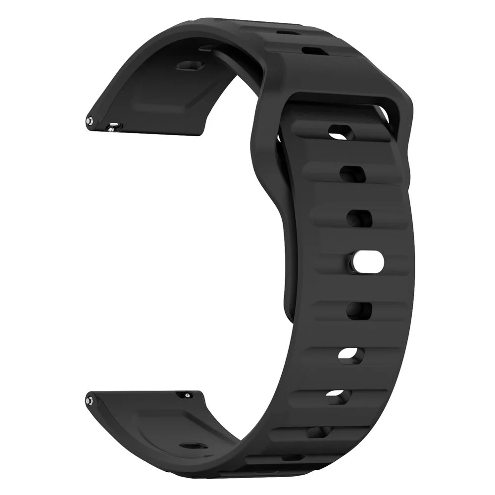 KALEBOL 22mm Silicone Strap for Huawei Watch 4 / 4 Pro / GT 4 46mm Wave Design Watch Band - Black - 2