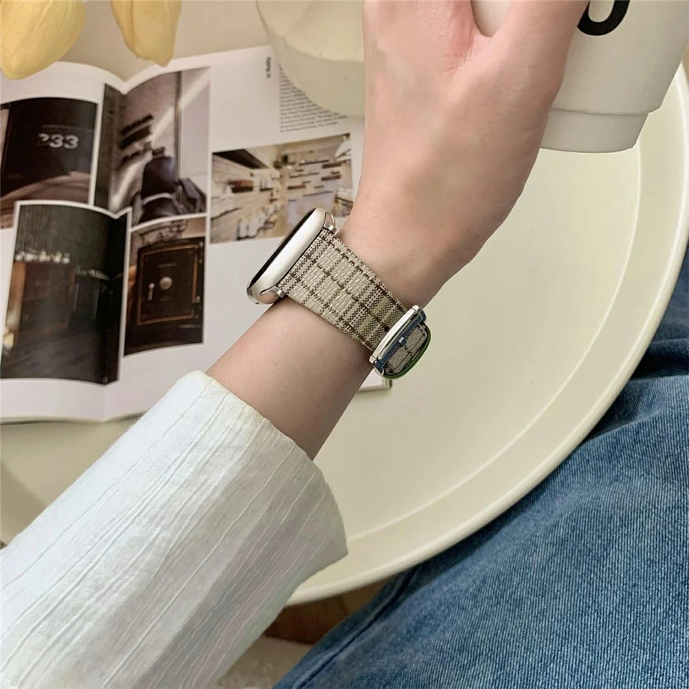 Plaid Woolen Strap for Apple Watch Ultra 3 2 1 49mm / Series 11 10 46mm / 9 8 7 45mm / SE3 SE2 SE 6 5 4 44mm / 3 2 1 42mm - Style 7 - 3
