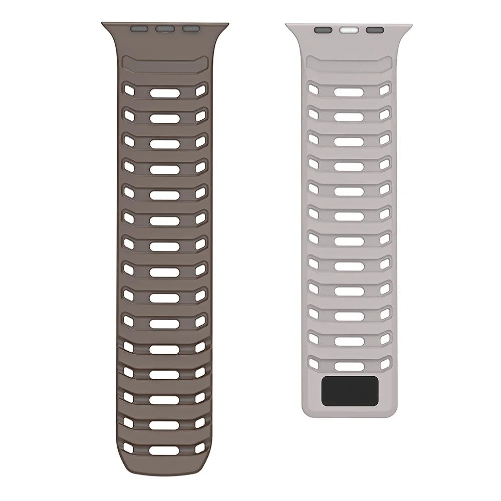 DUX DUCIS For Apple Watch Ultra 3 2 1 49mm / Series 11 10 46mm / 9 8 7 45mm / SE3 SE2 SE 6 5 4 44mm / 3 2 1 42mm Silicone Strap - Coffee Brown - 1
