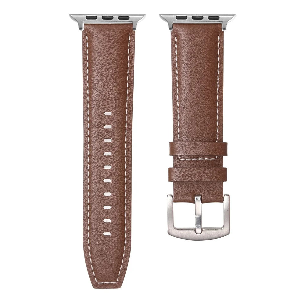 For Apple Watch Series 11 10 42mm / 9 8 7 41mm / SE3 SE2 SE 6 5 4 40mm / 3 2 1 38mm Flat Textured Watch Strap - Dark Brown - 2