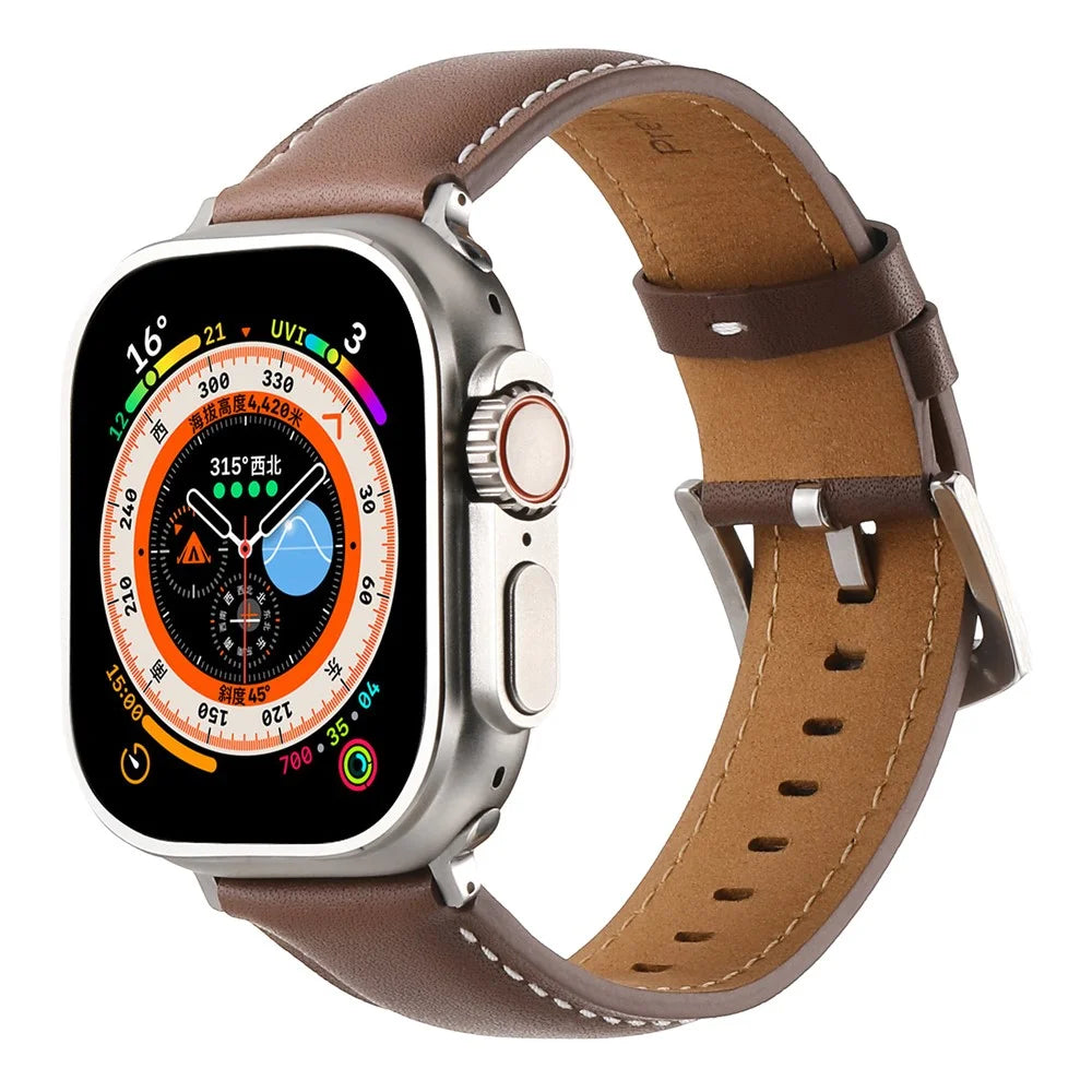 For Apple Watch Series 11 10 42mm / 9 8 7 41mm / SE3 SE2 SE 6 5 4 40mm / 3 2 1 38mm Flat Textured Watch Strap - Dark Brown - 3