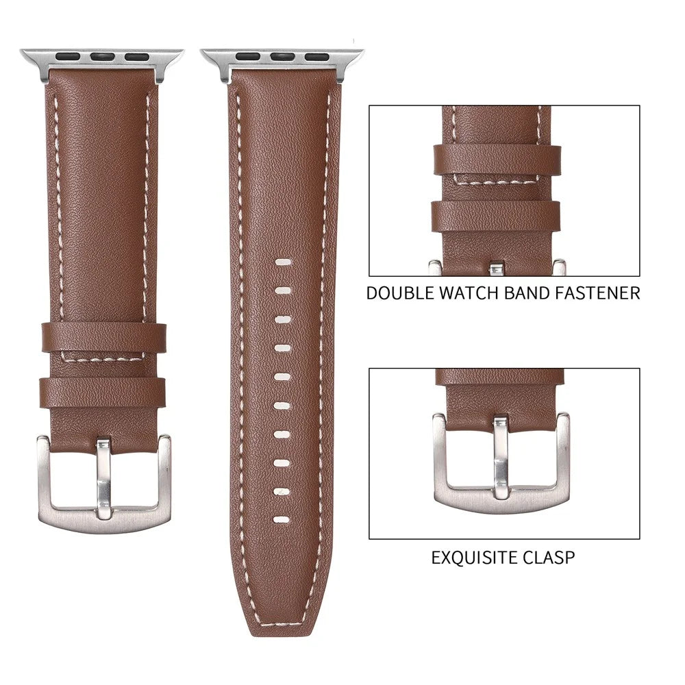 For Apple Watch Series 11 10 42mm / 9 8 7 41mm / SE3 SE2 SE 6 5 4 40mm / 3 2 1 38mm Flat Textured Watch Strap - Dark Brown - 4