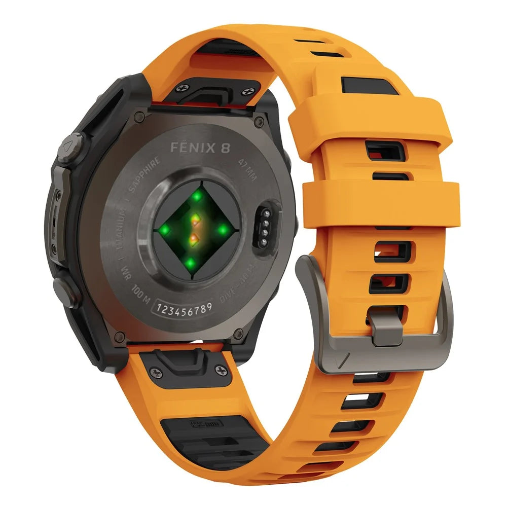 For Garmin Fenix 7X / 7X Pro 51mm / 6X / 6X Pro Replacement Band QuickFit 26mm Dual-Color Silicone Watch Strap - Orange / Black - 1