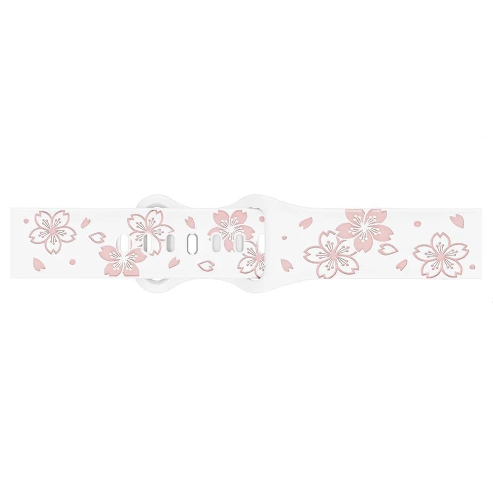 For Huawei Watch GT 3 42mm / GT 3 Pro 43mm / Samsung Gear Sport / Gear S2 Classic Watch Band Sakura Pattern 20mm Silicone Strap - White / Pink - 3