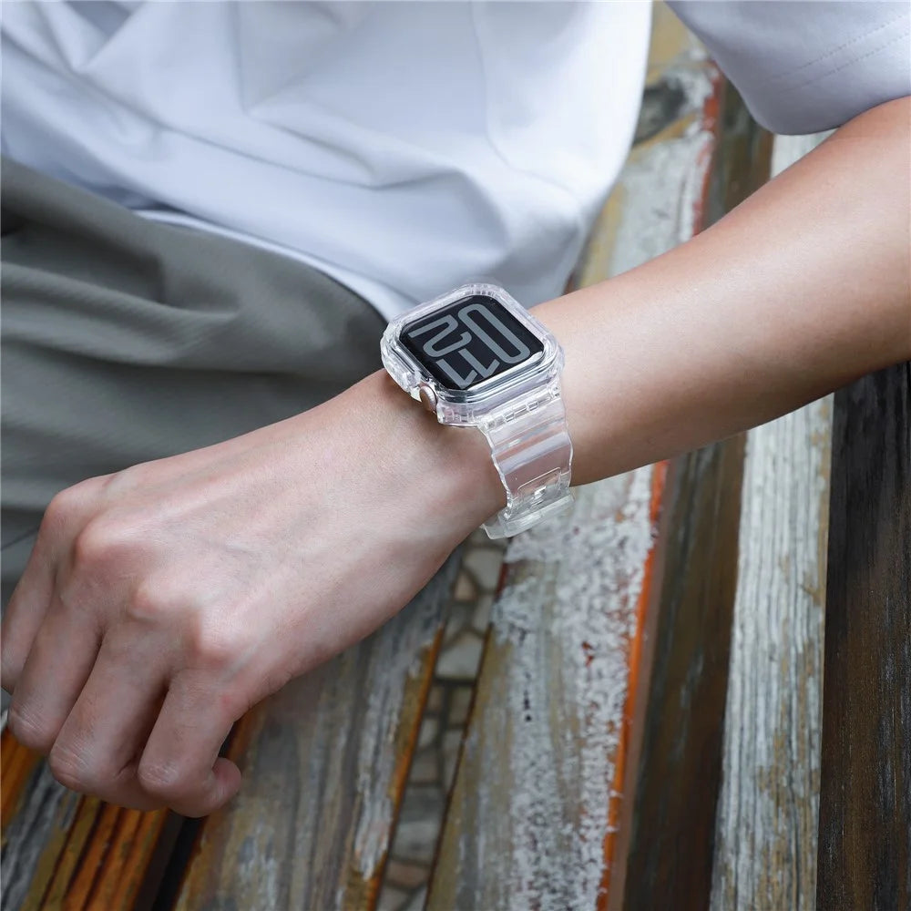 For Apple Watch Series 10 46mm TPU Watch Band+Case Cover Integrated Design - Transparent - 7