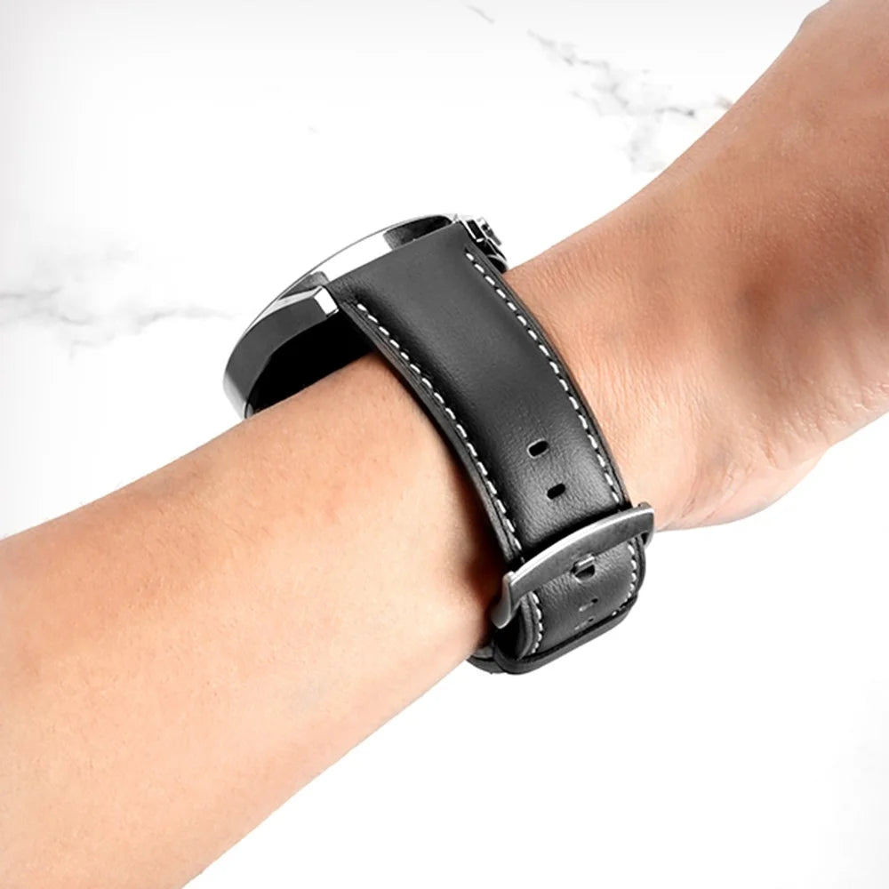 For Huawei Watch GT 5 46mm / GT 5 Pro 46mm / GT 4 46mm Replacement Band 22mm Genuine Cowhide Leather Watch Strap - Black - 4
