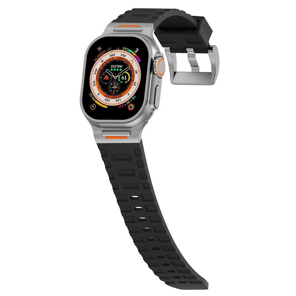 Liquid Silicone Strap for Apple Watch Ultra 3 2 1 49mm / Series 11 10 46mm / 9 8 7 45mm / SE3 SE2 SE 6 5 4 44mm / 3 2 1 42mm - Black - 4