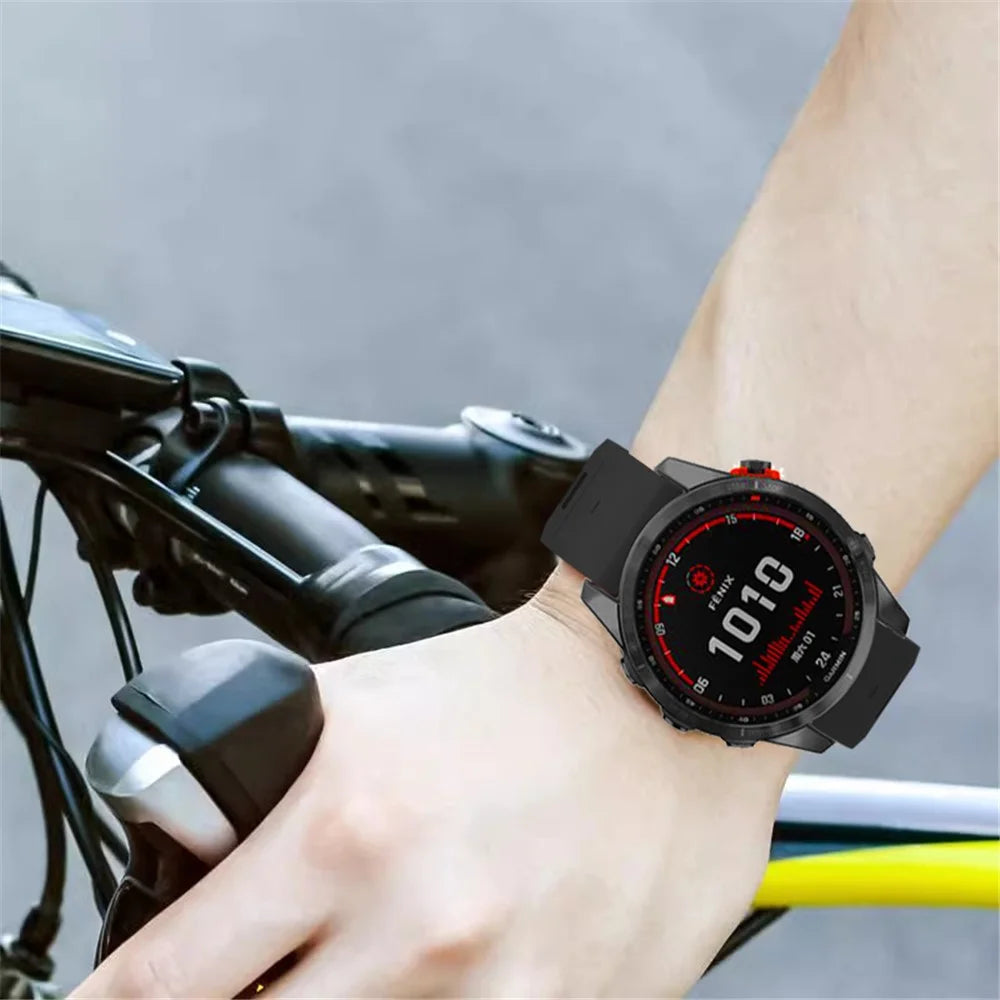 For Garmin Fenix 8 47mm / Fenix E 47mm / Fenix 7 Quick Release Watch Band Dual Color 22mm Silicone Wrist Strap - Black / Black - 5