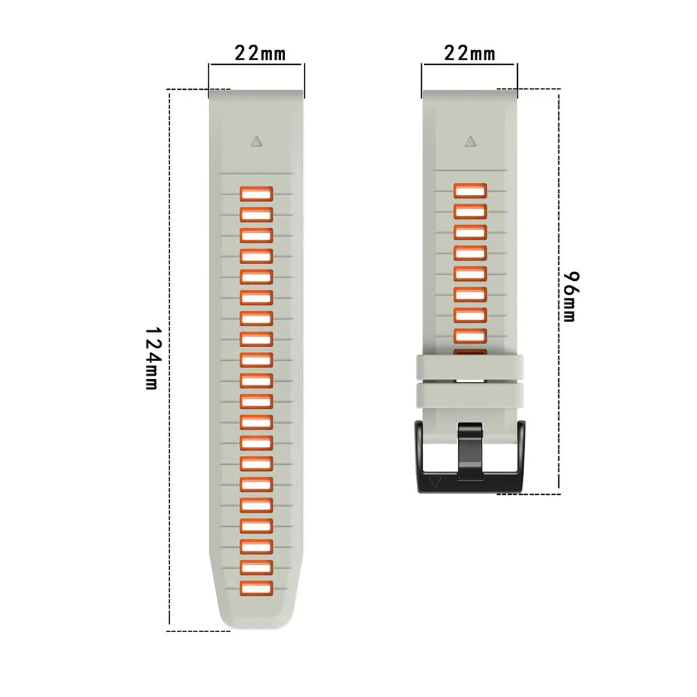 For Garmin Fenix 8 47mm / Fenix E 47mm / Fenix 7 Quick Release Watch Band Dual Color 22mm Silicone Wrist Strap - Black / Black - 6