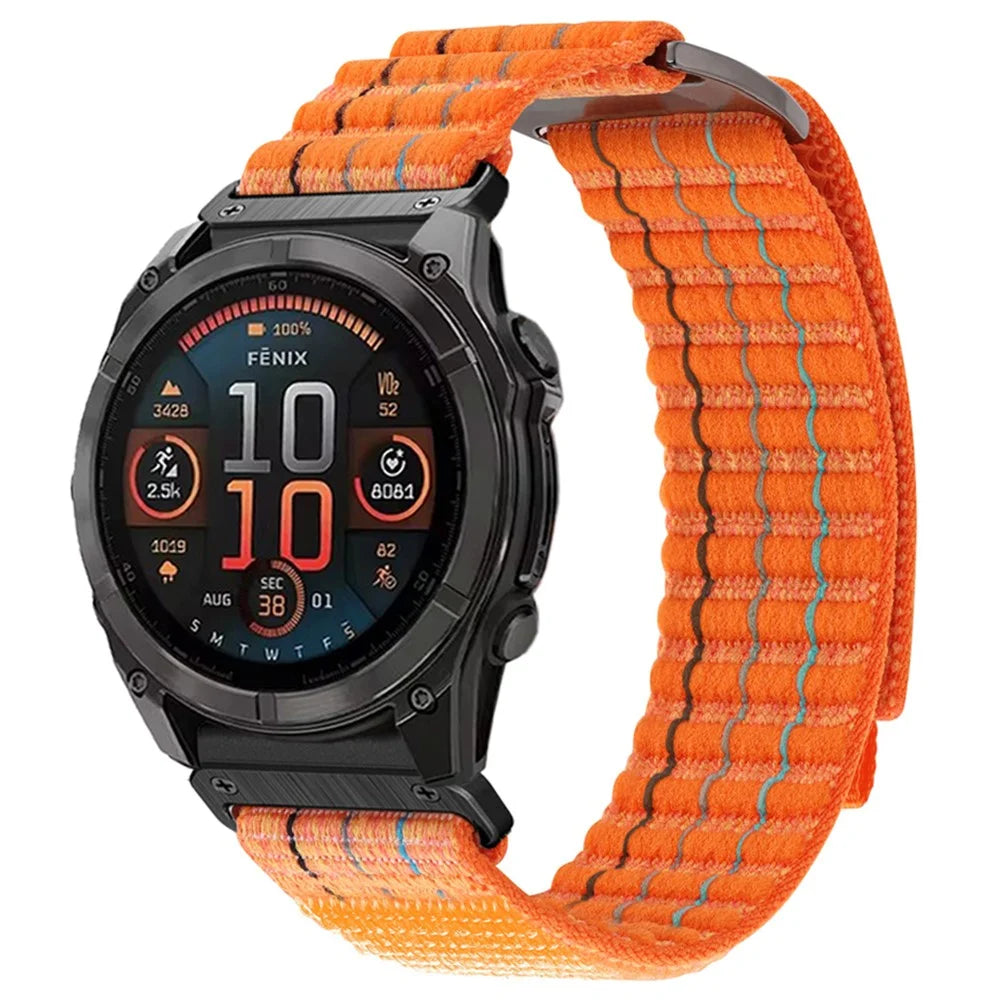 For Garmin Fenix 8 47mm / Fenix E 47mm Magic Tape Nylon Strap Universal 22mm Watch Band - Orange - 3