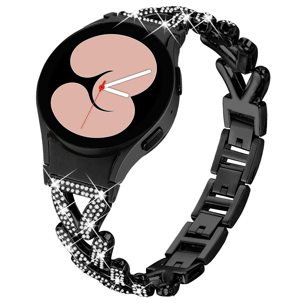 Zinc Alloy Watch Band Rhinestone Decor with Connector for Samsung Galaxy Watch6 Classic 47mm / 43mm / Watch6 44mm / 40mm - Black - 2