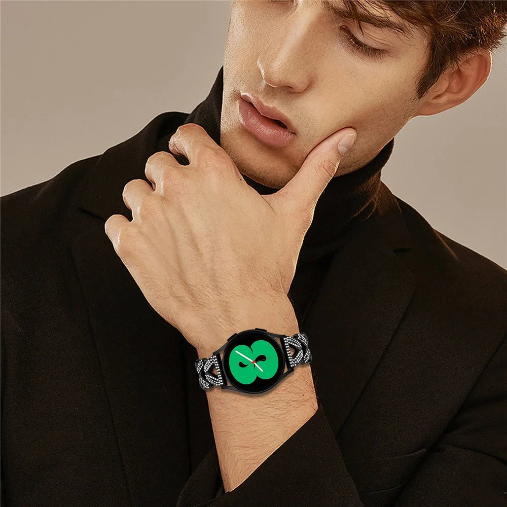 Zinc Alloy Twisted Watch Band Rhinestone Decor for Huami Amazfit GTS 2 Watch Strap - Black - 5