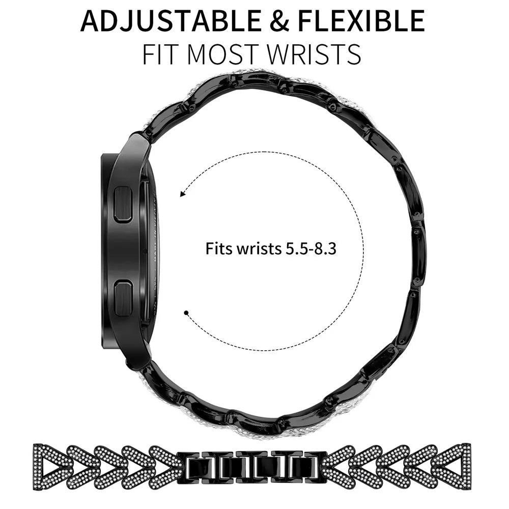 Zinc Alloy Twisted Watch Band Rhinestone Decor for Misfit Vapor Watch Strap - Black - 7