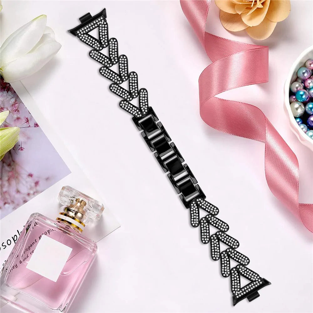 Zinc Alloy Twisted Watch Band Rhinestone Decor for Xiaomi Smart Band 10 Pro / 9 Pro / 8 Pro / Redmi Watch 6 / 5 / 4 Watch Strap - Black - 4