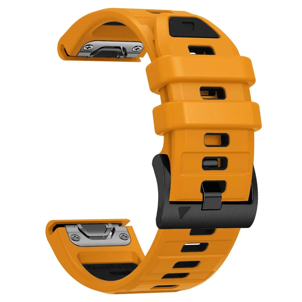 22mm Watch Strap for Garmin Fenix 8 47mm / Fenix E 47mm / Quatix 7 Pro Universal Silicone Band - Orange+Black - 3