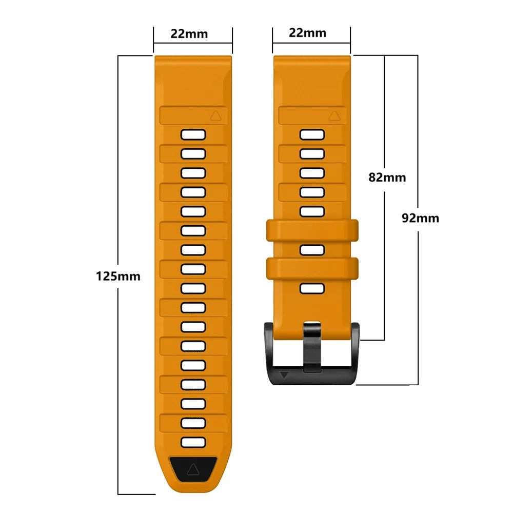 22mm Watch Strap for Garmin Fenix 8 47mm / Fenix E 47mm / Quatix 7 Pro Universal Silicone Band - Orange+Black - 4