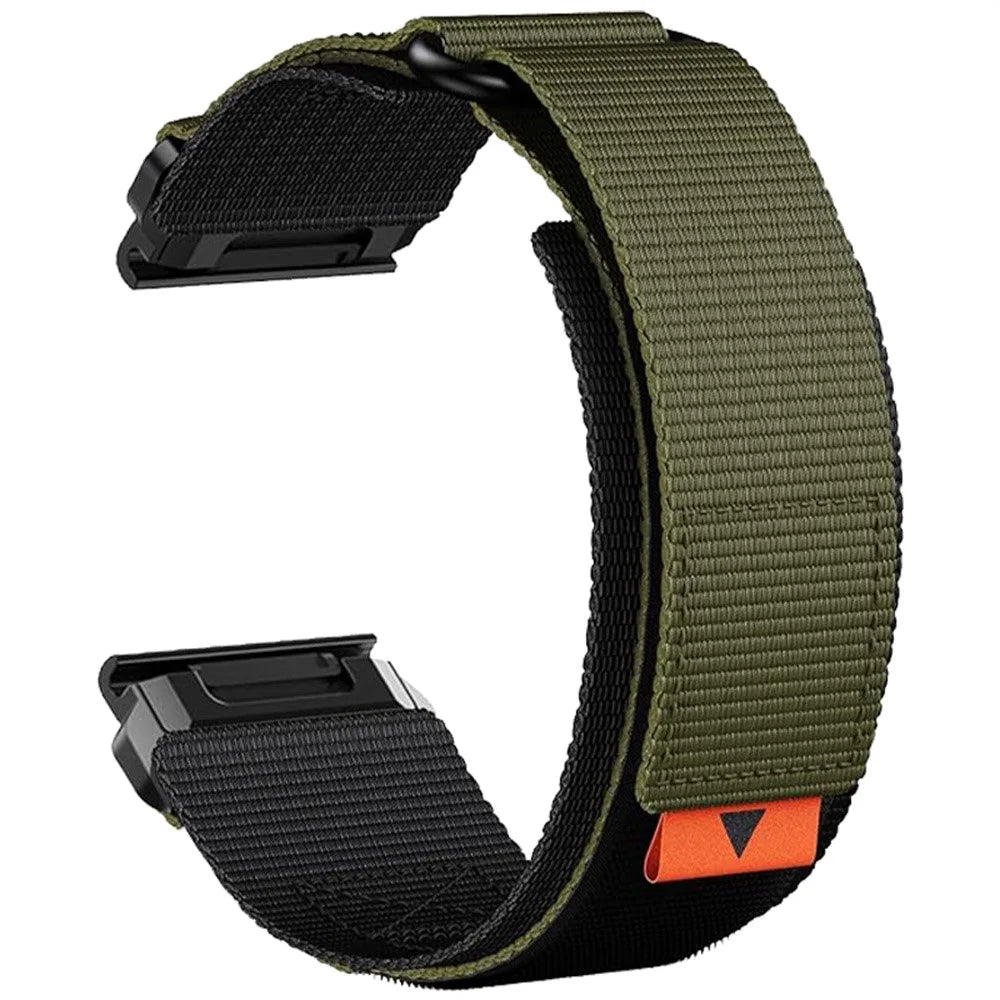 22mm Magic Tape Nylon Quick Release Strap for Garmin Fenix 8 47mm / Fenix 7 / 6 - Army Green - 1