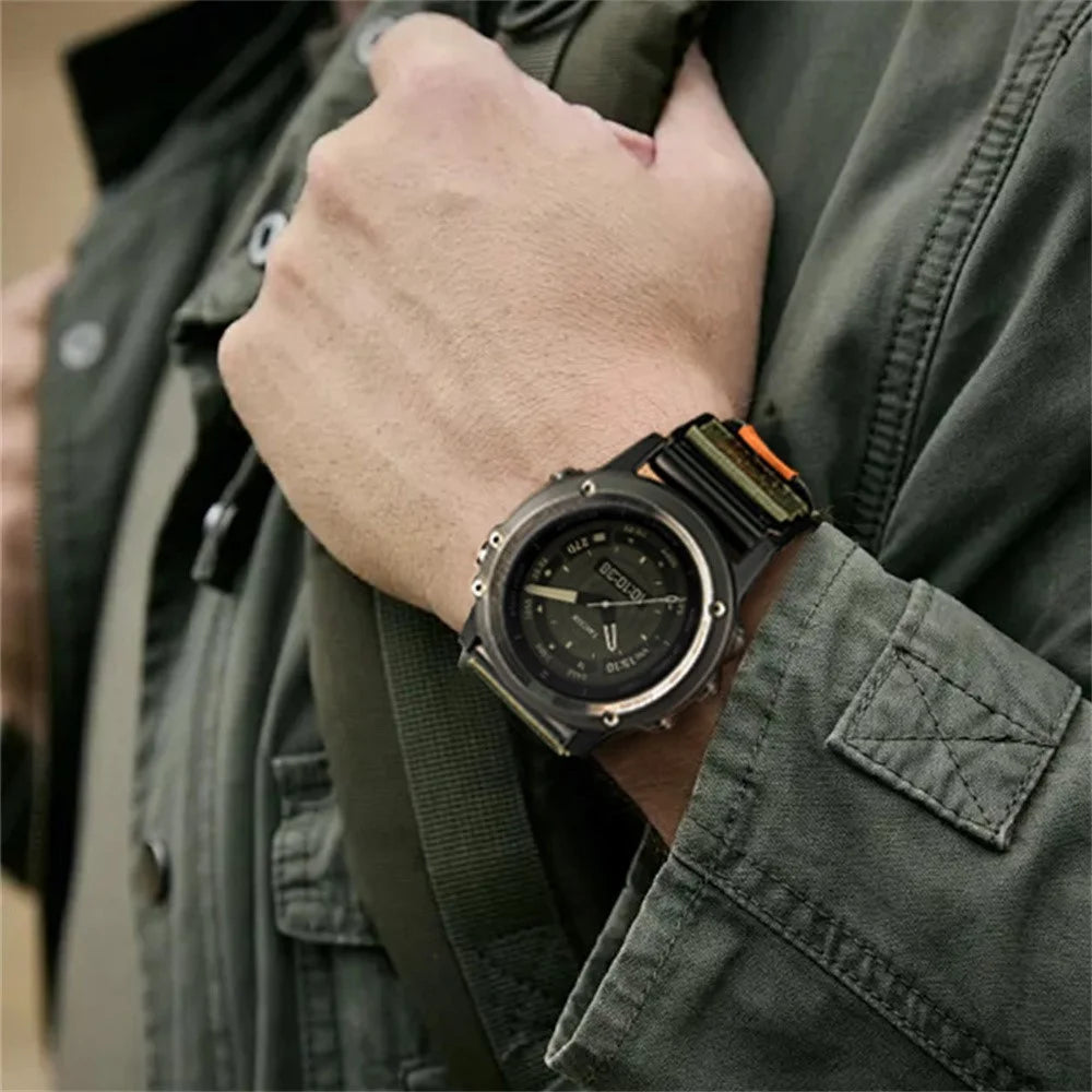 22mm Magic Tape Nylon Quick Release Strap for Garmin Fenix 8 47mm / Fenix 7 / 6 - Army Green - 3