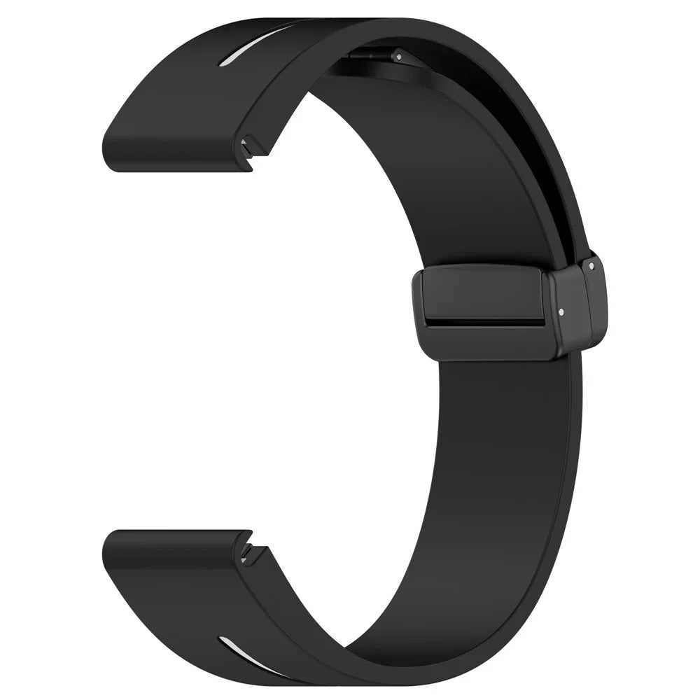 22mm Watch Strap For Garmin Fenix 8 47mm / Fenix 7 / 6 Silicone Watchband with Magnetic Black Buckle - Black / White - 6