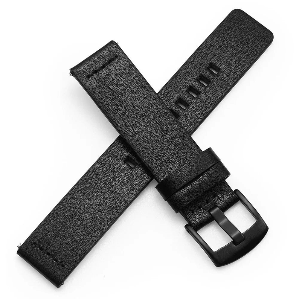 For Suunto 9 / 7 Replacement Watch Band 24mm PU Leather Watch Strap - Black / Black - 2