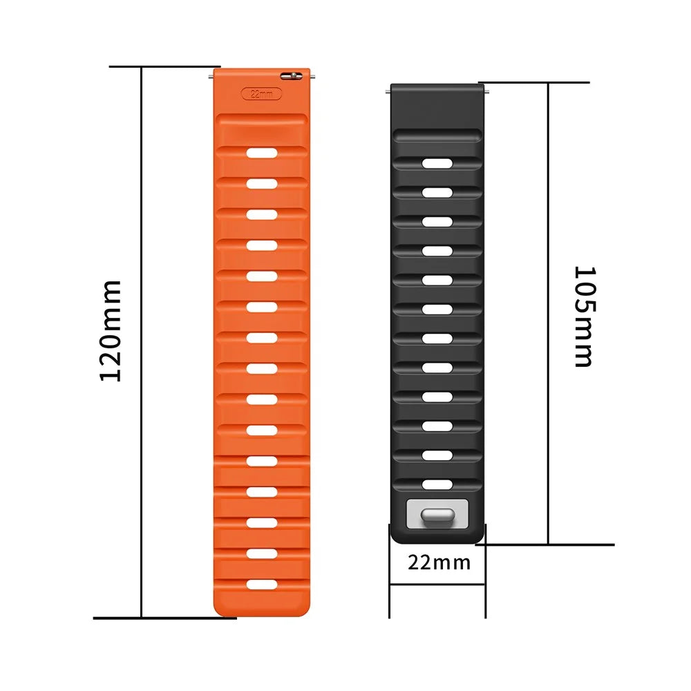 22mm Magnetic Strap for Huawei Watch GT 5 Pro 46mm / GT 5 46mm / GT 4 46mm Silicone Watch Band - Black+Orange - 4