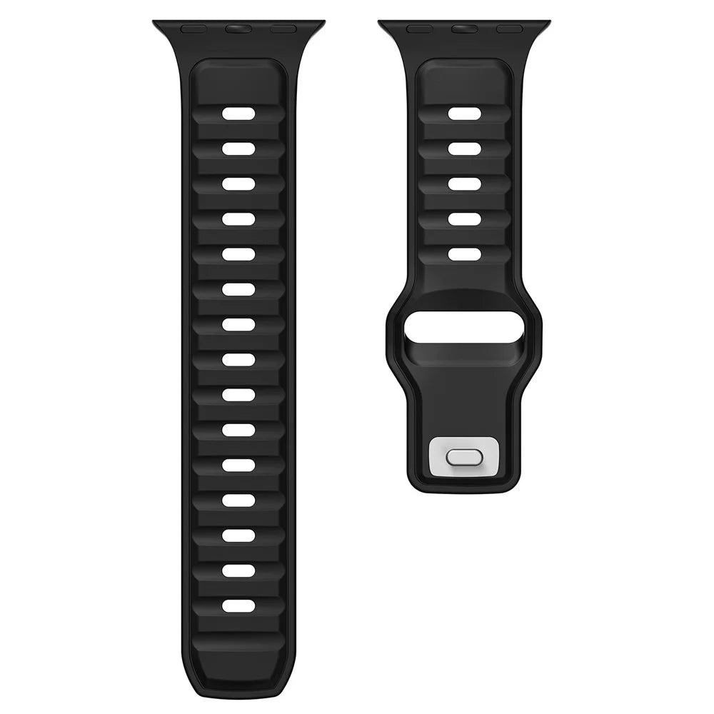 Dual Color Silicone Strap for Apple Watch Ultra 3 2 1 49mm / Series 11 10 46mm / 9 8 7 45mm / SE3 SE2 SE 6 5 4 44mm / 3 2 1 42mm - Black - 2