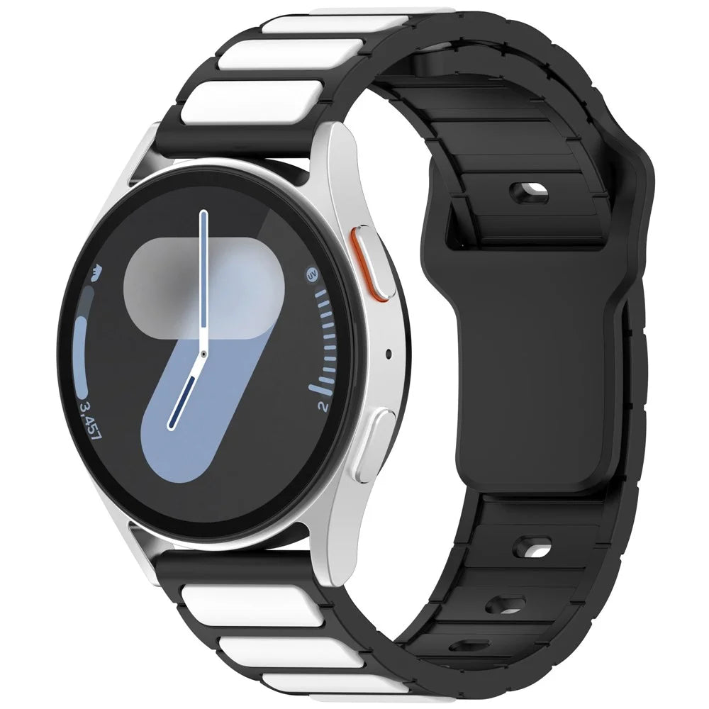 Silicone Strap for Samsung Galaxy Watch3 45mm / Galaxy Watch 46mm / Gear S3 Classic Universal 22mm Dual Color Watch Band - Black+White - 4